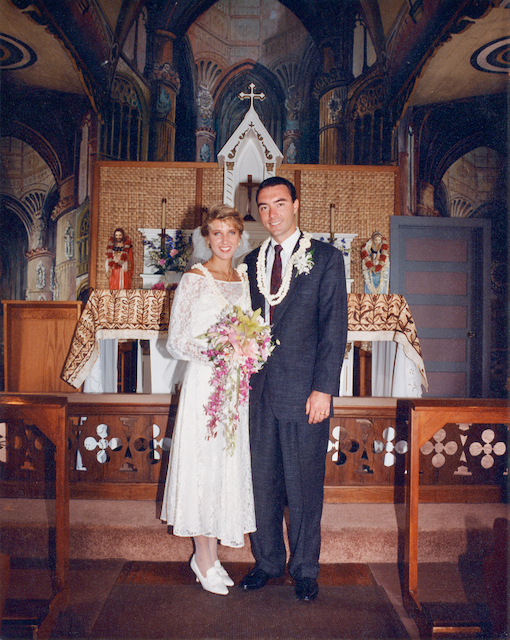 Chris and Julie Peters on their wedding day